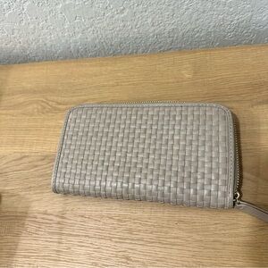 Quince Taupe Italian Leather Handwoven Continental Wallet